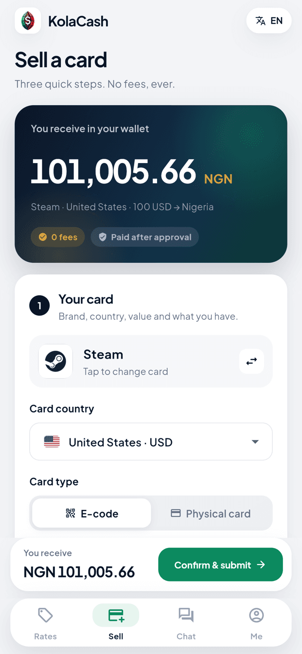 Submit card details and images